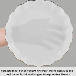 Karaca Tafelservice Für 12 Personen-Fine Pearl Extra Shell 55-teiliges 12-Personen Geschirrset Gold