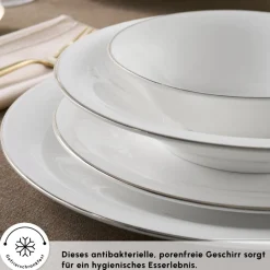 Karaca Tafelservice Für 12 Personen-Fine Pearl Fame 58-teiliges Tafelservice für 12 Personen, Platin Platın