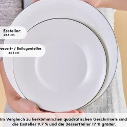 Karaca Tafelservice Für 12 Personen-Fine Pearl Fame 58-teiliges Tafelservice für 12 Personen, Platin Platın