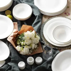 Karaca Tafelservice Für 12 Personen-Fine Pearl Fame 58-teiliges Premium Tafelservice-Set für 12 Personen Platın
