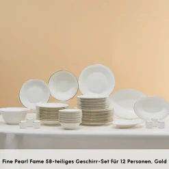 Karaca Tafelservice Für 12 Personen-Fine Pearl Fame 58-teiliges Tafelservice für 12 Personen, Gold