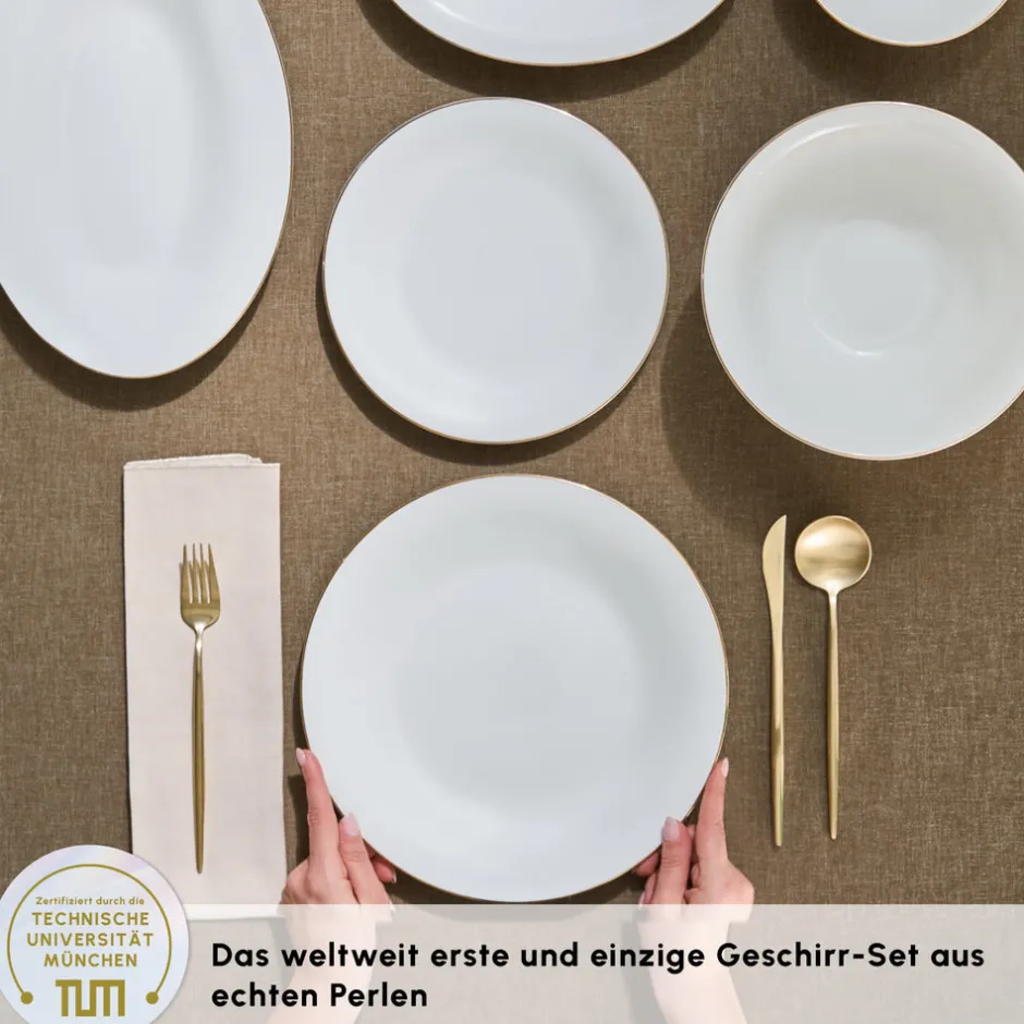 Karaca Tafelservice Für 12 Personen-Fine Pearl Fame 58-teiliges Tafelservice für 12 Personen, Gold