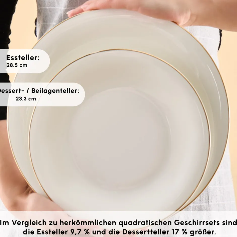 Karaca Tafelservice Für 12 Personen-Fine Pearl Fame 58-teiliges Tafelservice für 12 Personen, Gold