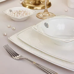 Karaca Tafelservice Für 12 Personen-Fine Pearl Hailey 62-teiliges Dinner-Set Gold