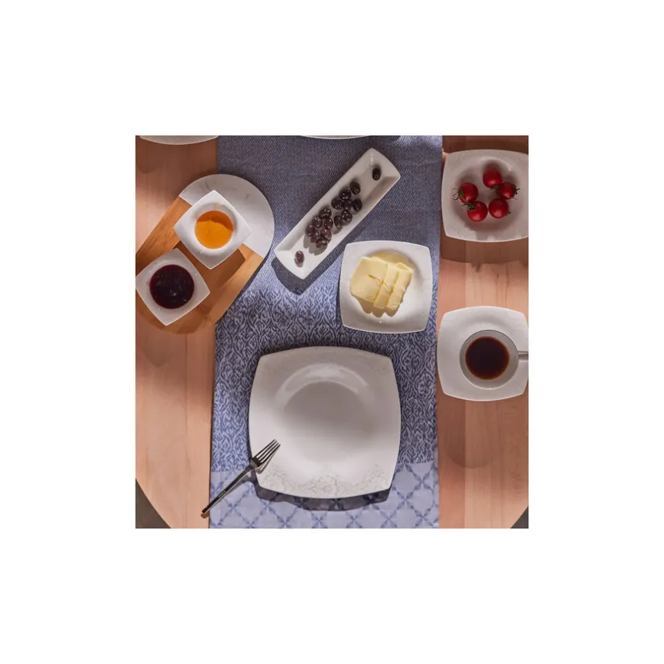 Karaca Frühstücksgeschirr|Frühstücksset Für 6 Personen-Fine Pearl Helen 26-Teiliges 6-Personen Frühstücksset Quadrat Weıß01