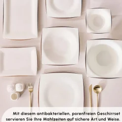 Karaca Tafelservice Für 12 Personen-Fine Pearl New Agate 58-Teiliges 12-Personen Geschirrset Gold