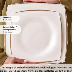 Karaca Tafelservice Für 12 Personen-Fine Pearl New Agate 58-Teiliges 12-Personen Geschirrset Gold