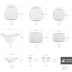Karaca Tafelservice Für 12 Personen-Fine Pearl New Agate 58-Teiliges 12-Personen Geschirrset Platin Platın