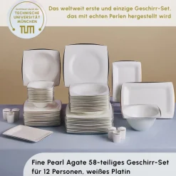 Karaca Tafelservice Für 12 Personen-Fine Pearl New Agate 58-Teiliges 12-Personen Geschirrset Platin Platın