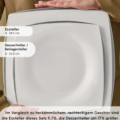 Karaca Tafelservice Für 12 Personen-Fine Pearl New Agate 58-Teiliges 12-Personen Geschirrset Platin Platın