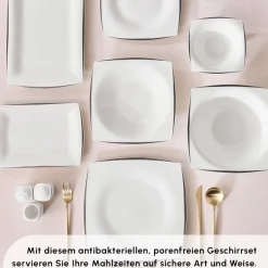 Karaca Tafelservice Für 12 Personen-Fine Pearl New Agate 58-Teiliges 12-Personen Geschirrset Platin Platın