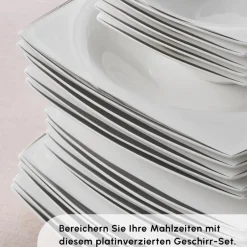 Karaca Tafelservice Für 12 Personen-Fine Pearl New Agate 58-Teiliges 12-Personen Geschirrset Platin Platın