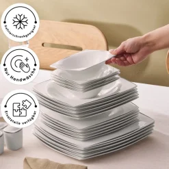 Karaca Tafelservice Für 12 Personen-Fine Pearl New Agate 58-Teiliges 12-Personen Geschirrset Platin Platın