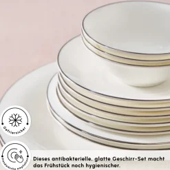 Karaca Frühstücksset Für 6 Personen-Fine Pearl New Fame Frühstücksset für 6 Personen, 26-teilig – Platin Platın