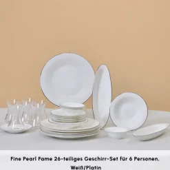 Karaca Frühstücksset Für 6 Personen-Fine Pearl New Fame Frühstücksset für 6 Personen, 26-teilig – Platin Platın