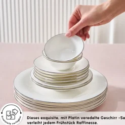 Karaca Frühstücksset Für 6 Personen-Fine Pearl New Fame Frühstücksset für 6 Personen, 26-teilig – Platin Platın