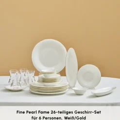 Karaca Frühstücksset Für 6 Personen-Fine Pearl New Fame Frühstücksset für 6 Personen, 26-teilig – Gold