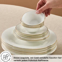 Karaca Frühstücksset Für 6 Personen-Fine Pearl New Fame Frühstücksset für 6 Personen, 26-teilig – Gold