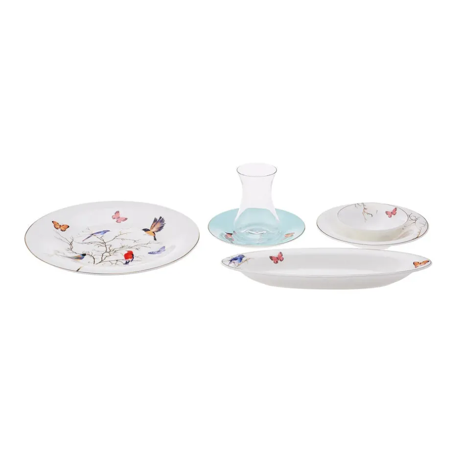 Karaca Frühstücksgeschirr|Frühstücksset Für 6 Personen-Fine Pearl New Grace Miny 26-Piece Frühstücksset und Servierschalen Round Mınze