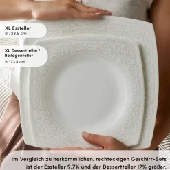 Karaca Tafelservice Für 12 Personen-Fine Pearl Roma 58-Teiliges 12-Personen Geschirrset Weıß01