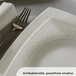 Karaca Tafelservice Für 12 Personen-Fine Pearl Roma 58-Teiliges 12-Personen Geschirrset Weıß01