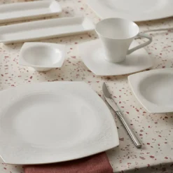 Karaca Frühstücksset Für 6 Personen-Fine Pearl Roma 26-Teiliges 6-Personen Frühstücksset Quadrat Weıß01