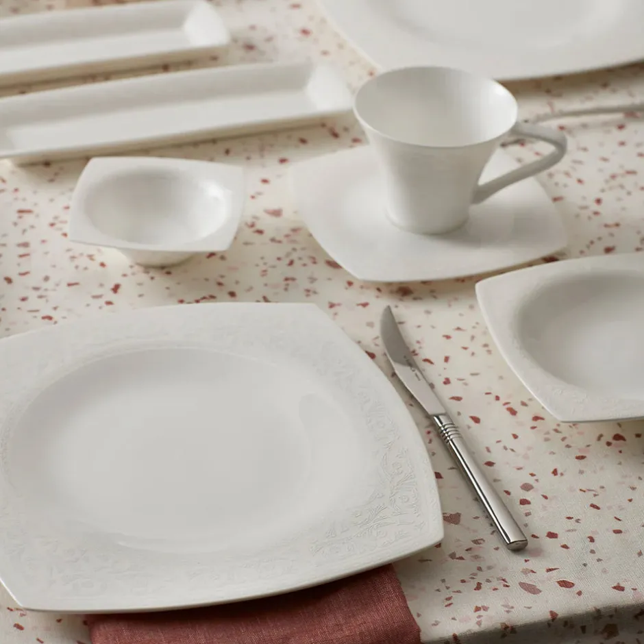 Karaca Frühstücksset Für 6 Personen-Fine Pearl Roma 26-Teiliges 6-Personen Frühstücksset Quadrat Weıß01