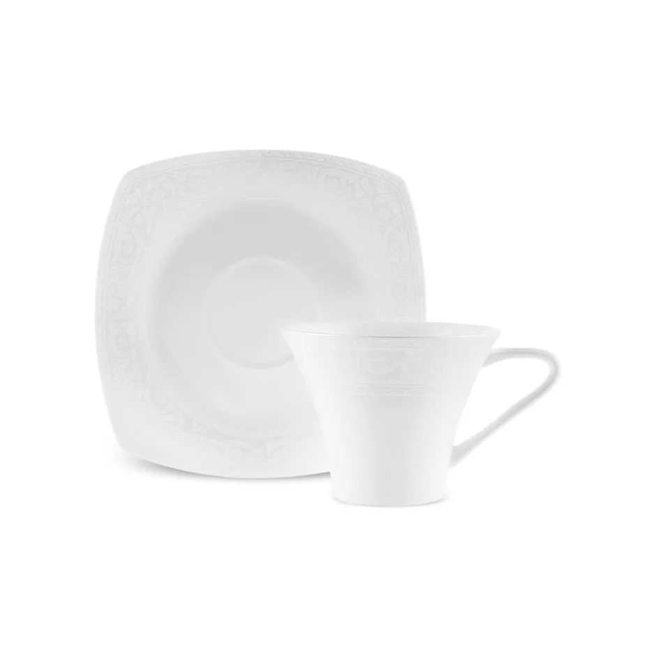 Karaca Frühstücksset Für 6 Personen-Fine Pearl Roma 26-Teiliges 6-Personen Frühstücksset Quadrat Weıß01