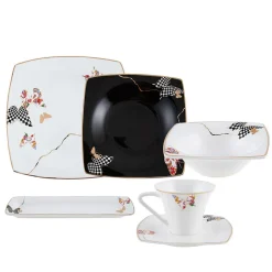 Karaca Frühstücksset Für 6 Personen-Fine Pearl Unique 26 Pieces Pearl Breakfast and Serveware Set Square, for 6 Person Multıcolor