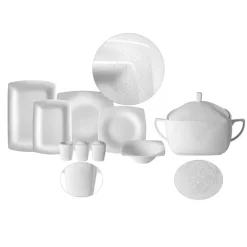 Karaca Tafelservice Für 12 Personen-Fine Pearl Valentina 62 Pieces Pearl Dinnerware Square, Service for 12 Whıte01