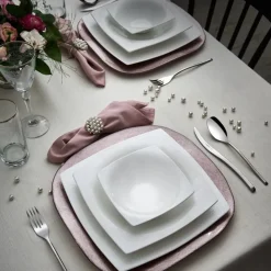 Karaca Tafelservice Für 12 Personen-Fine Pearl Valentina 62 Pieces Pearl Dinnerware Square, Service for 12 Whıte01