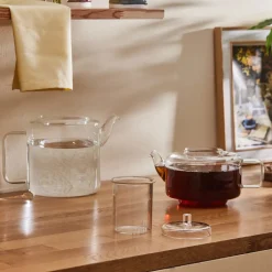 Karaca Teekannen-Flache Borosilikatglas-Teekanne Farblös