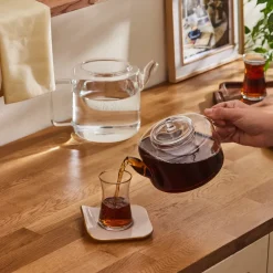 Karaca Teekannen-Flache Borosilikatglas-Teekanne Farblös