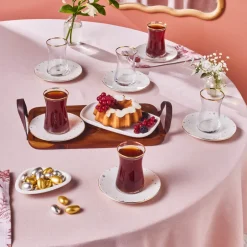 Karaca Teegläser Sets-Fleur 12-Teiliges 6-Personen Tee-Set Gold