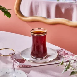 Karaca Teegläser Sets-Fleur 12-Teiliges 6-Personen Tee-Set Gold