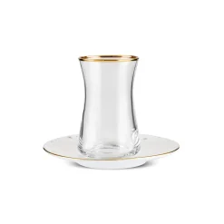 Karaca Teegläser Sets-Fleur 12-Teiliges 6-Personen Tee-Set Gold