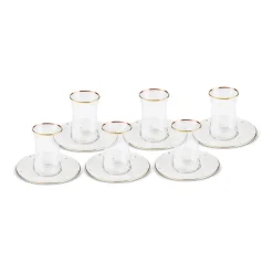 Karaca Teegläser Sets-Fleur 12-Teiliges 6-Personen Tee-Set Gold