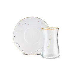 Karaca Teegläser Sets-Fleur 12-Teiliges 6-Personen Tee-Set Gold