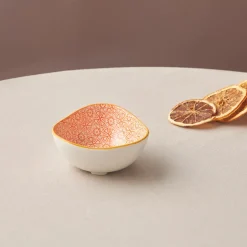 Karaca Vorspeisenteller-Floral Snack Schale, Orange, Dreieck, 10 cm Orange01
