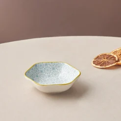 Karaca Vorspeisenteller-Floral Snack Schale, Blau, Hexagon, 10 cm Blau01