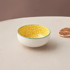 Karaca Vorspeisenteller-Floral Snack Schale, , Rund, 10 cm Gelb