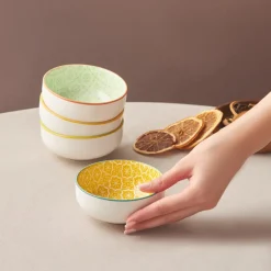 Karaca Vorspeisenteller-Floral Snack Schale, , Rund, 10 cm Gelb