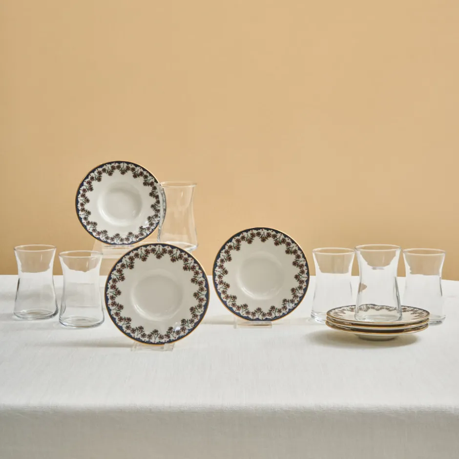 Karaca Teegläser Sets-Florus 12-teiliges Teeservice für 6 Personen Multıcolor