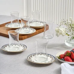 Karaca Teegläser Sets-Florus 12-teiliges Teeservice für 6 Personen Multıcolor