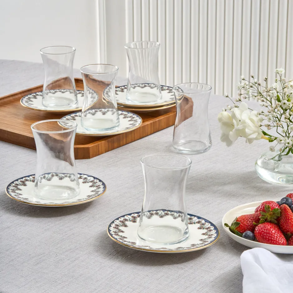 Karaca Teegläser Sets-Florus 12-teiliges Teeservice für 6 Personen Multıcolor