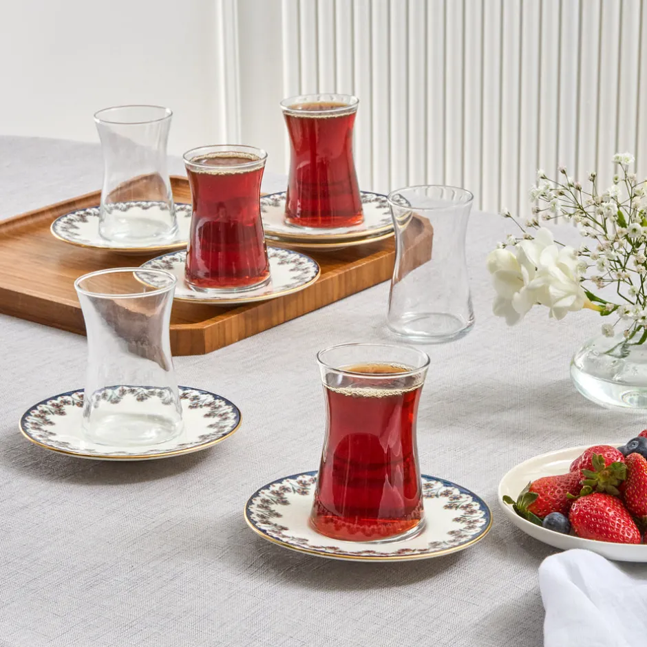 Karaca Teegläser Sets-Florus 12-teiliges Teeservice für 6 Personen Multıcolor