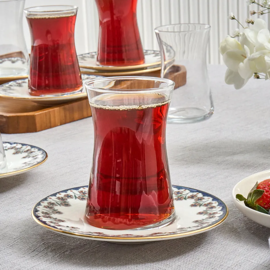Karaca Teegläser Sets-Florus 12-teiliges Teeservice für 6 Personen Multıcolor