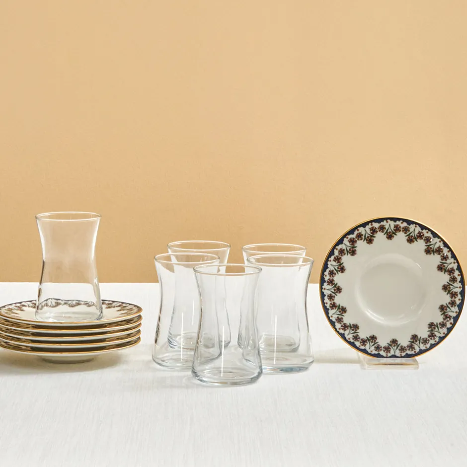 Karaca Teegläser Sets-Florus 12-teiliges Teeservice für 6 Personen Multıcolor