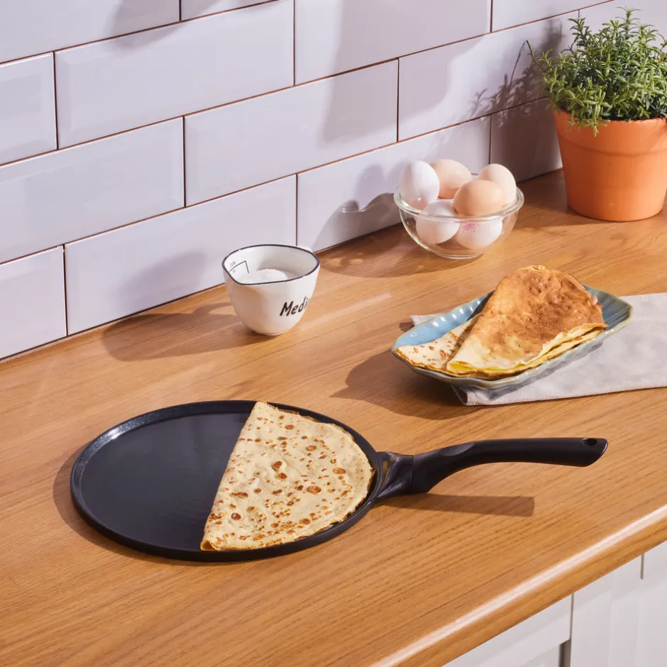 Karaca Keramikpfanne-Fluffy Antihaft-Induktionspfanne mit Keramikbeschichtung für Crêpes und Pfannkuchen, 26 cm, schwarz