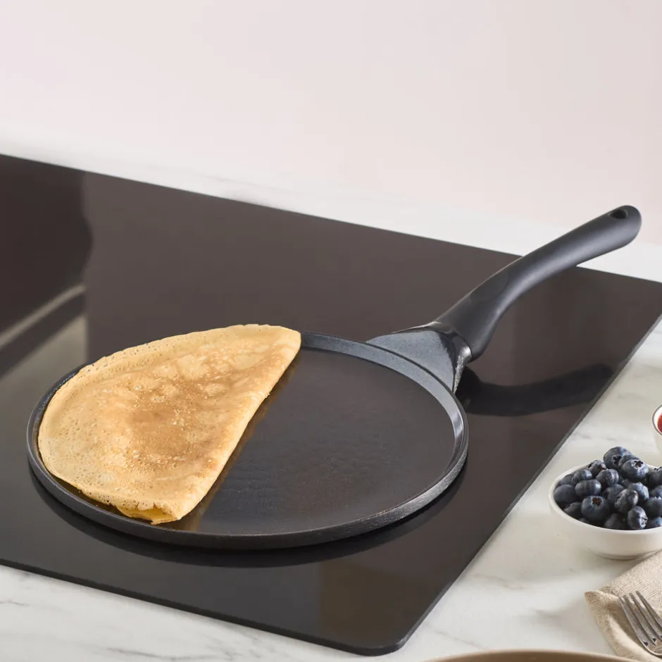 Karaca Keramikpfanne-Fluffy Antihaft-Induktionspfanne mit Keramikbeschichtung für Crêpes und Pfannkuchen, 26 cm, schwarz